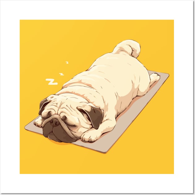 Cute pug trying to do yoga Wall Art by etherElric